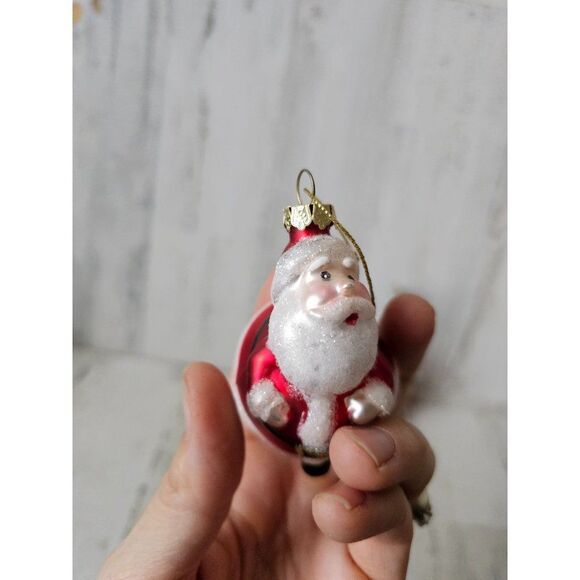 Santa ice skating glass ornament funny Xmas set tree - Picture 7 of 16
